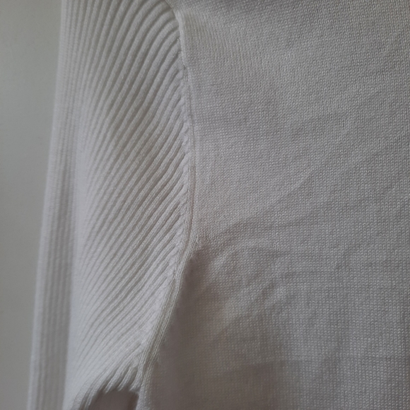 Verve Ami White Cardigan Open Front Draped Ribbed Knit Long Sleeve NWT Size M - Picture 6 of 11